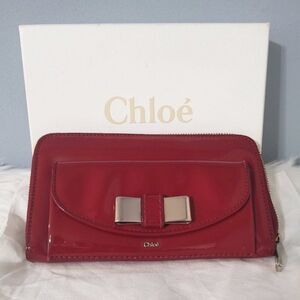 Chloe patent leather bow wallet full incl EUC